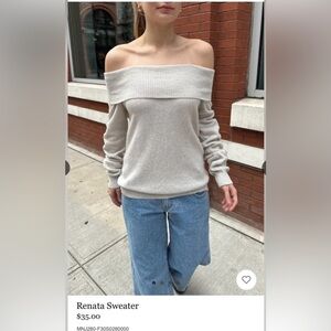 Brandy Melville Off-Shoulder Beige Renata Sweater